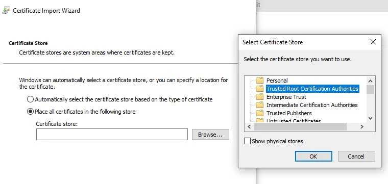 Cach cai dat chung chi SSL cho XAMPP tren Windows - Chon Trusted Root Certification Authorities