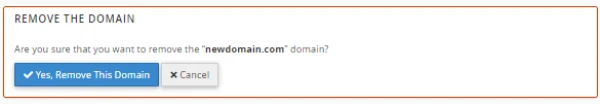 Cach xoa Addon Domain: Buoc 3: Click Yes, Remove This Domain de xac nhan