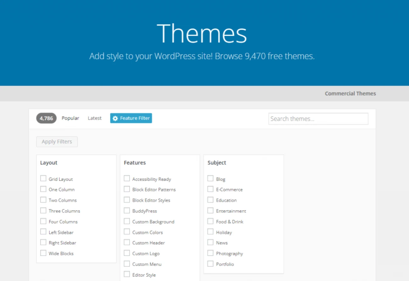 Phan loai theme WordPress